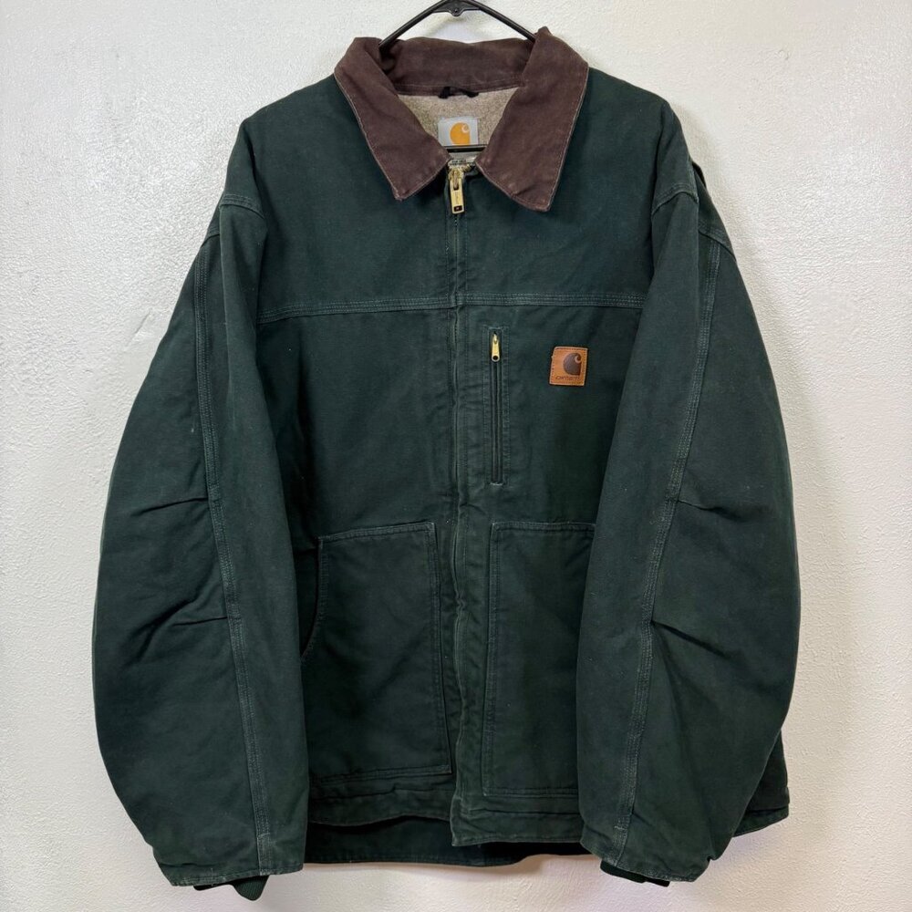 Carhartt C61 SPC Spruce Green Mens 2XL R Sherpa Lined Work Jacket Canvas Chore - Picture 4 of 16